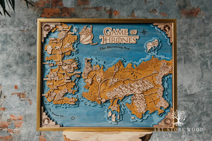 Westeros and Essos 3D Wooden Map