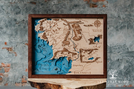 Middle Earth 3D Wooden Map