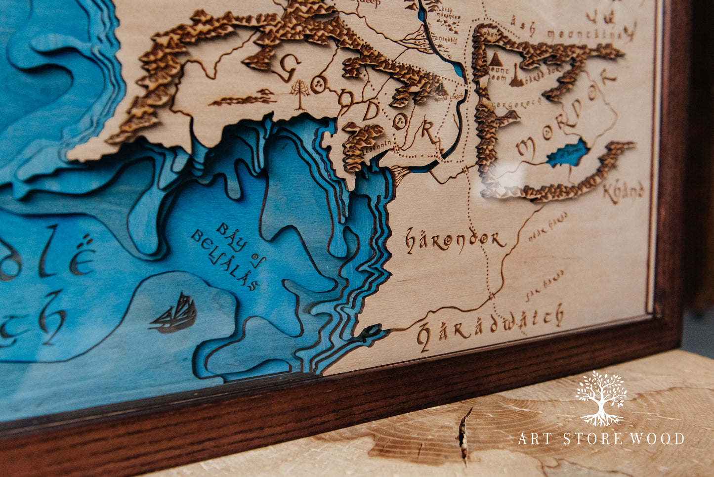 Middle Earth 3D Wooden Map