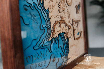 Middle Earth 3D Wooden Map