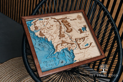 Middle Earth 3D Wooden Map