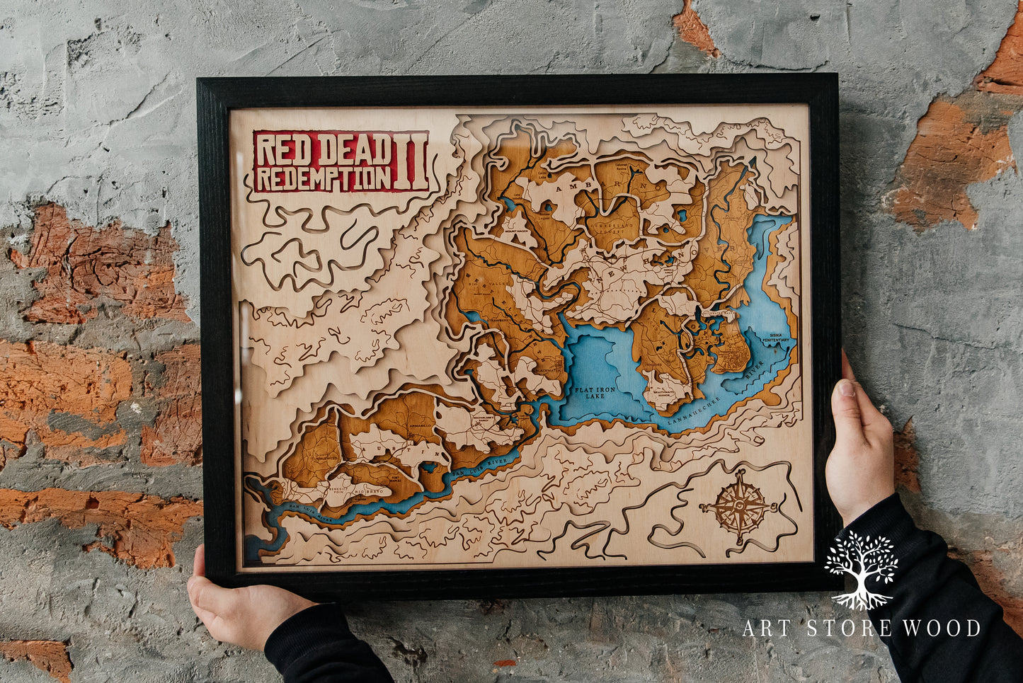 Wild West Wooden 3D World Map