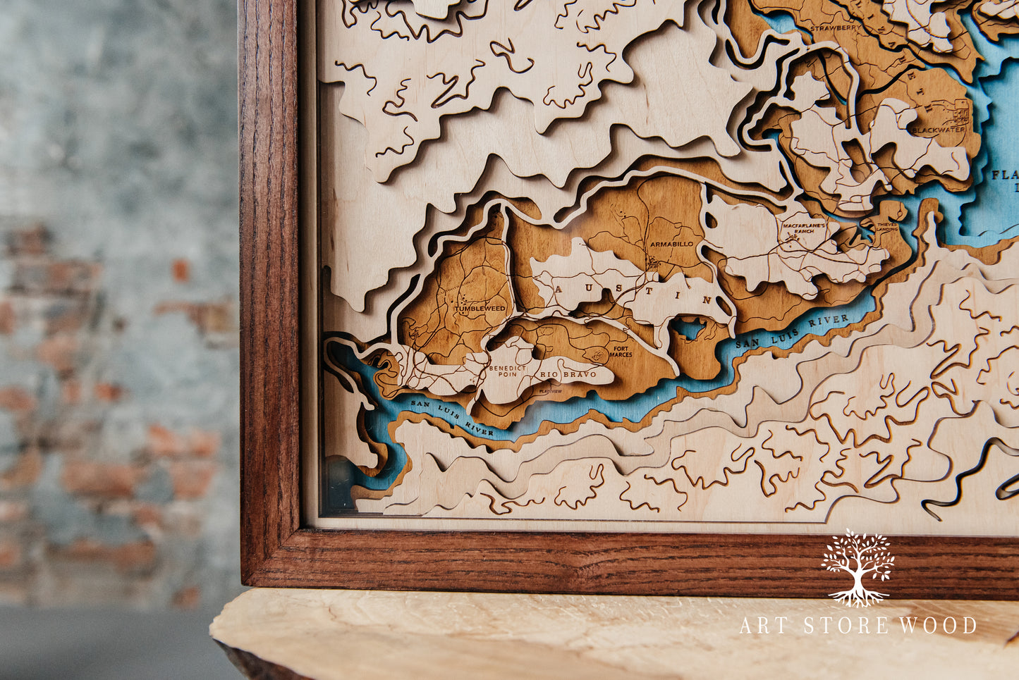 Wild West Wooden 3D World Map