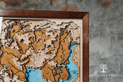 Wild West Wooden 3D World Map