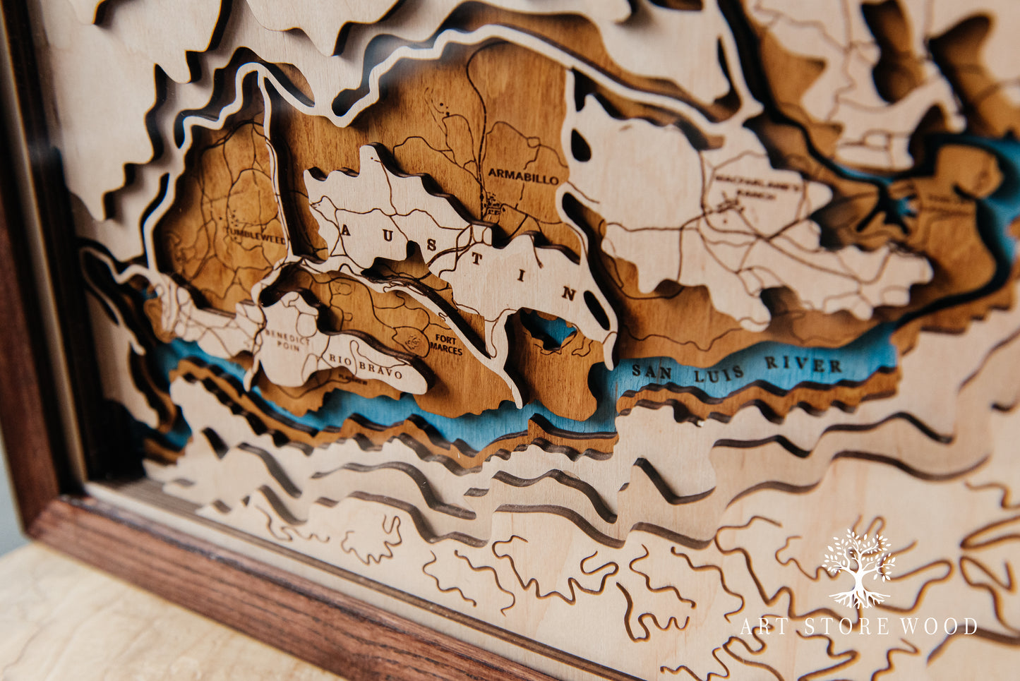 Wild West Wooden 3D World Map