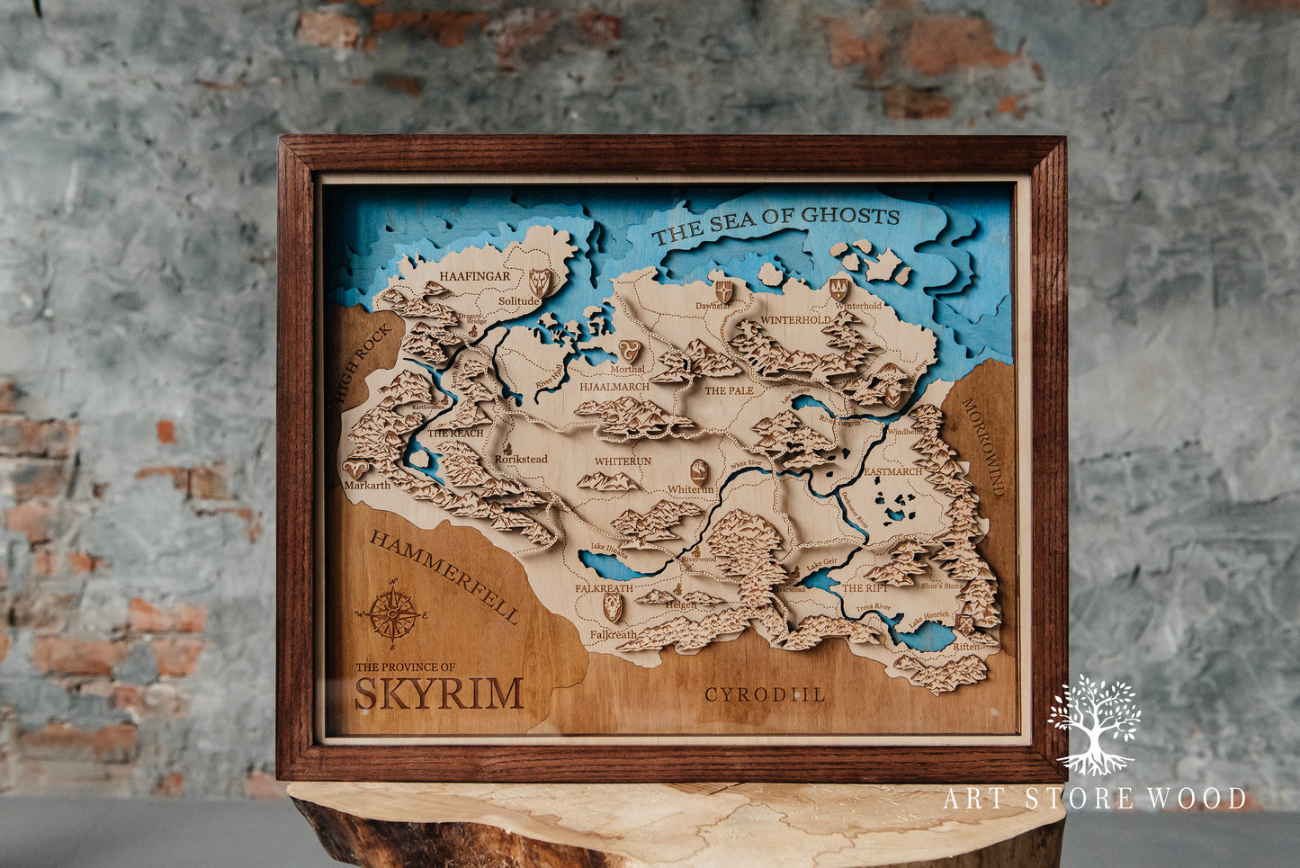 Skyrim 3D Wooden Map