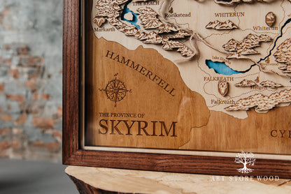 Skyrim 3D Wooden Map