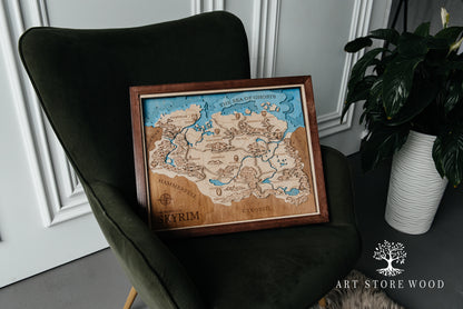 Skyrim 3D Wooden Map