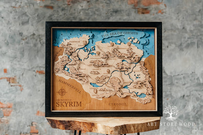 Skyrim 3D Wooden Map