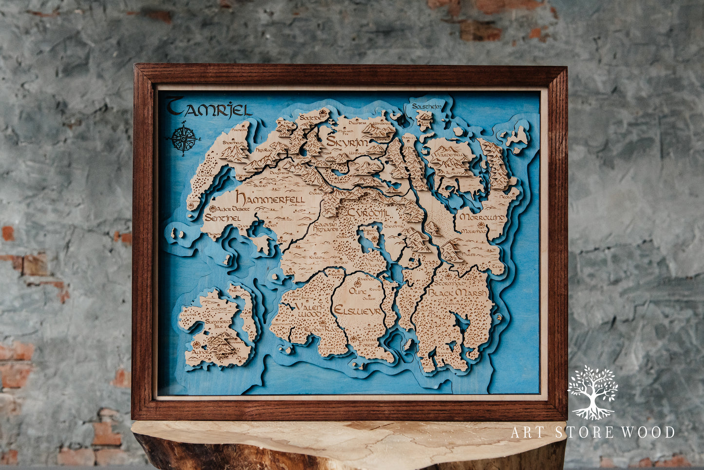 Tamriel 3D Wooden Map