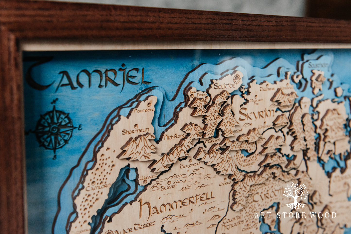 Tamriel 3D Wooden Map