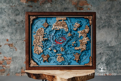 Azeroth 3D Wooden Map