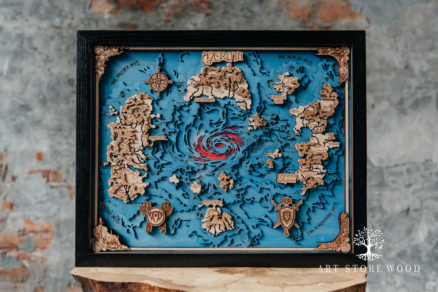 Azeroth 3D Wooden Map