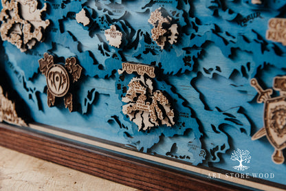 Azeroth 3D Wooden Map