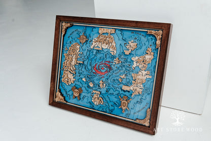 Azeroth 3D Wooden Map