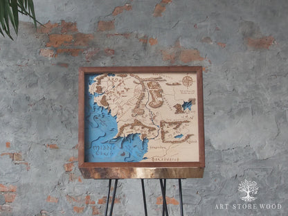 Middle Earth 3D Wooden Map