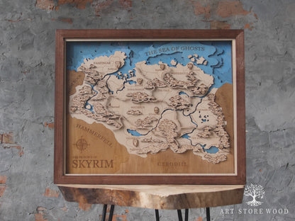 Skyrim 3D Wooden Map